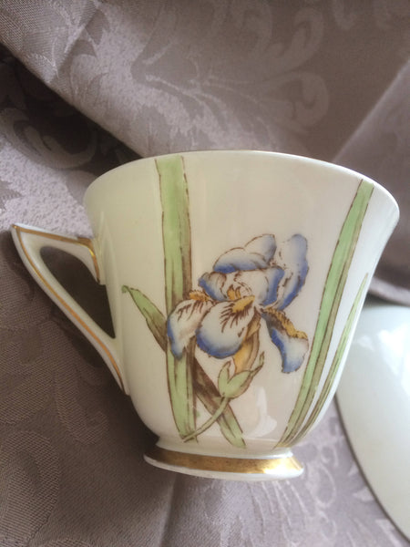 Royal Doulton Deco Style Iris Teacup & Saucer