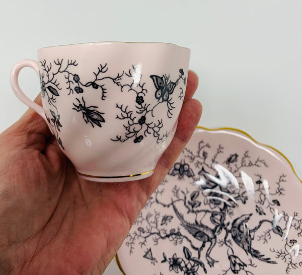 Pink Blush Coalport Bird Of Paradise Cup And Saucer