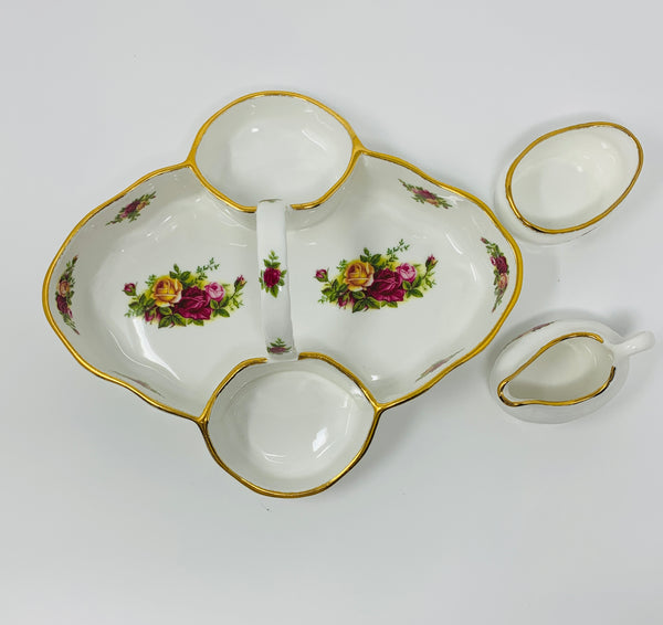 Royal Albert Strawberry Basket Set with Cream and Sugar Bowls