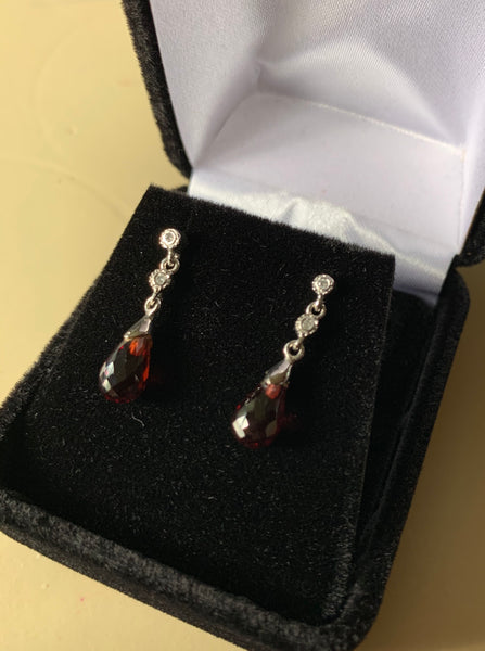 Garnet & Diamond Earrings