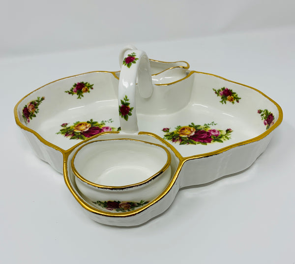 Royal Albert Strawberry Basket Set with Cream and Sugar Bowls