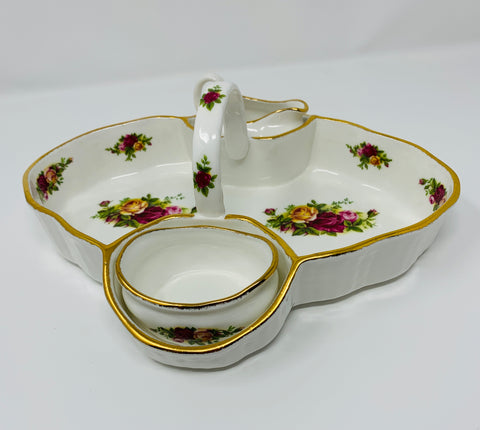 Royal Albert Strawberry Basket Set with Cream and Sugar Bowls