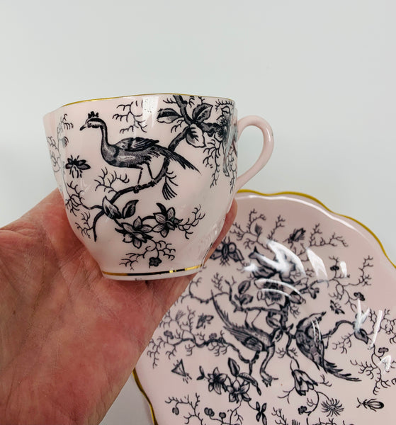 Pink Blush Coalport Bird Of Paradise Cup And Saucer