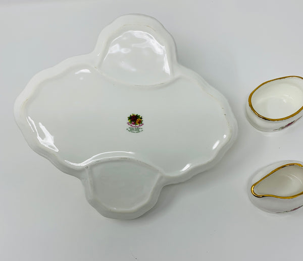 Royal Albert Strawberry Basket Set with Cream and Sugar Bowls