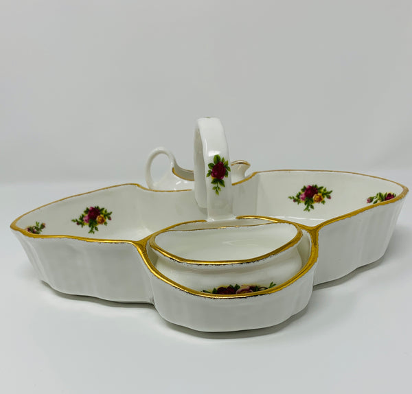 Royal Albert Strawberry Basket Set with Cream and Sugar Bowls