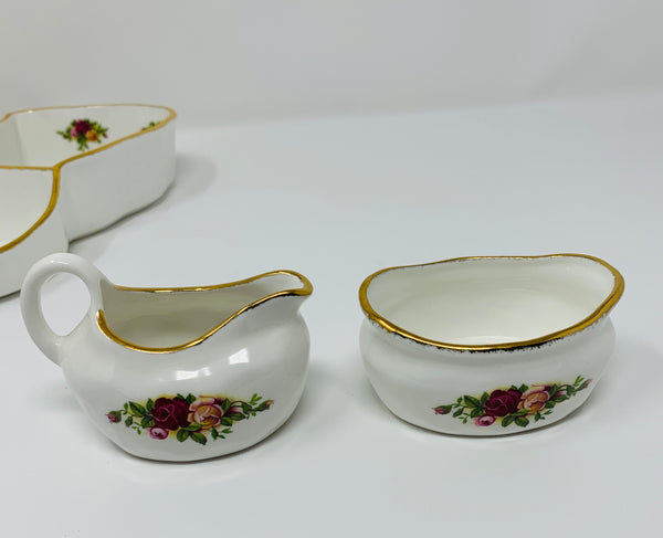 Royal Albert Strawberry Basket Set with Cream and Sugar Bowls