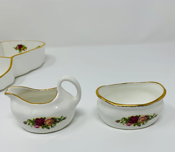 Royal Albert Strawberry Basket Set with Cream and Sugar Bowls