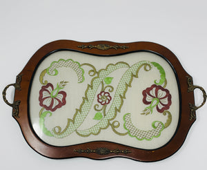 Vintage Needlepoint Serving Tray
