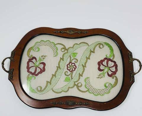 Vintage Needlepoint Serving Tray