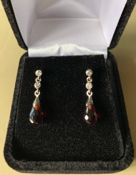 Garnet & Diamond Earrings