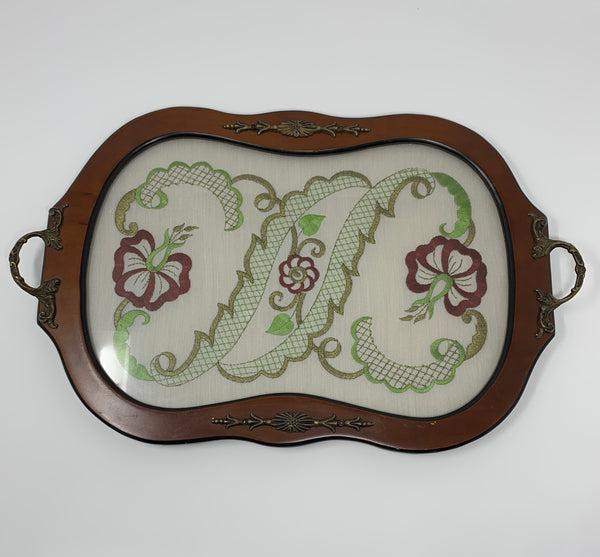 Vintage Needlepoint Serving Tray