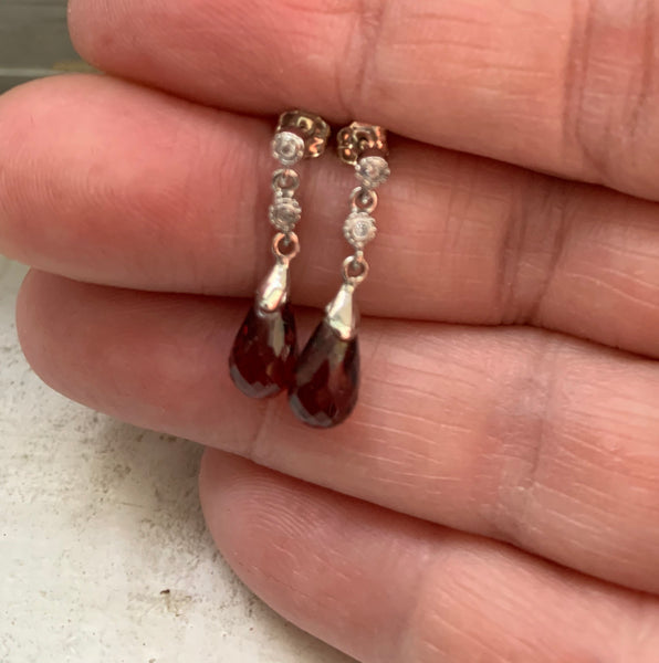 Garnet & Diamond Earrings